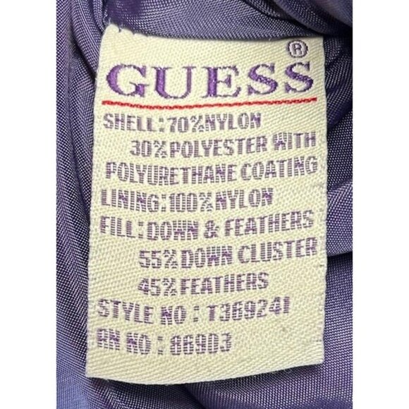 GUESS Quilted Down Puffer Jacket Womens Small Purple Coat Winter Mountains - Picture 4 of 9